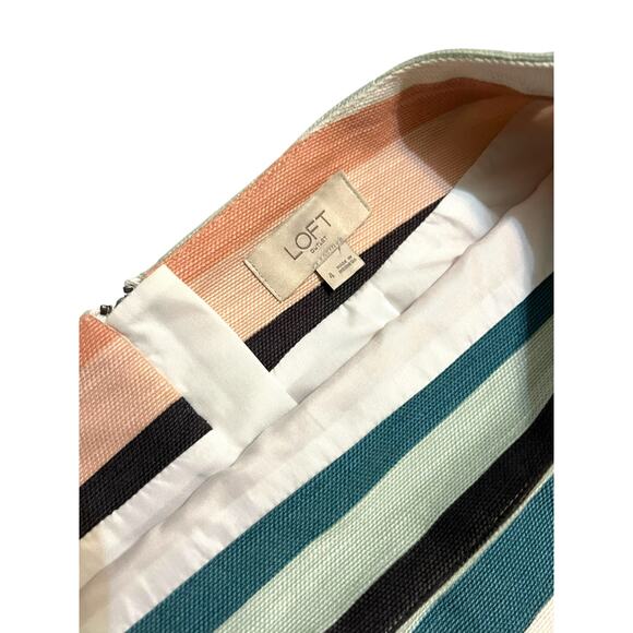 Loft Striped Easter Pastel Pinks, Greens Lined Short Mini Straight Skirt Size 4 - Picture 3 of 9